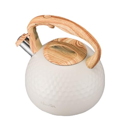 木目絶縁笛吹きやかん/ケトル ティーポット湯沸かし大容量2-3.5L おしゃれ ガスコンロ/IH対応食品グレード鋼製木調断熱ハンド付き ステンレス製のサウンドポット 熱い 沸騰が早い ストーブトップティーポット口笛を吹く 湯沸かしポット ホイッスルポット沸