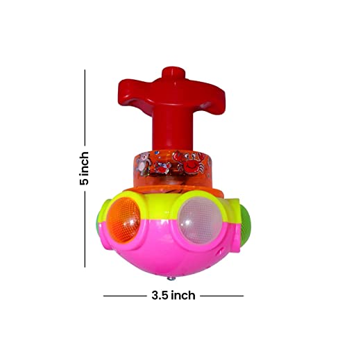 Image of Musical Cartoon Face Spinning Top Toy LED Leaser Light Lattoo Toy for Kids and Children, Pack of 1 (M2)