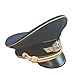 WW2 German Luftwaffe Airforce General's Officer Visor Hat, Black and Gold (US, Numeric, 7 1/2, Black)