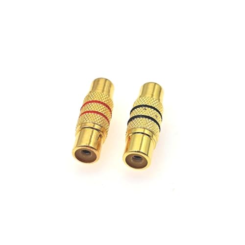 JZK 2 St&uuml;ck Cinch-Buchse auf Buchse, vergoldeter AV-Audio-Video-Cinch-Verl&auml;ngerungssteckeradapter f&uuml;r Lautsprecher, Phono, Verst&auml;rker, DVD-Player &ndash; Schwarz und Rot
