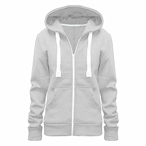 Pretty Attitude SIZE Zip Up Sweatshirt Hooded Hoodie Coat Jacket Top Ladies Girl PLUS (Grey, 20)