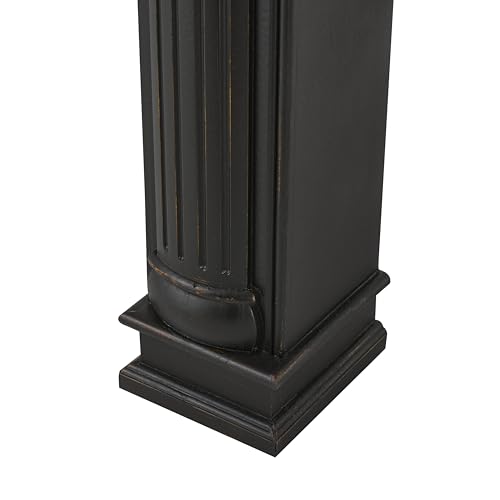 Image of Deco 79 Wooden Scroll Fireplace Mantle Freestanding with Floral Accents, 45 inch x 9 inch x 43 inch, Black