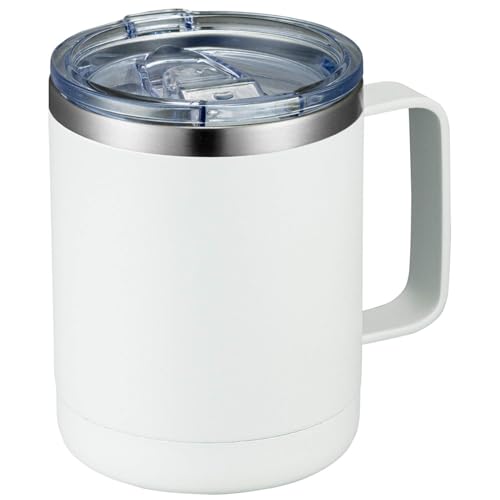 Image of MEWAY 12oz /1Pack Double Wall Vacuum Insulated Travel Mug with Handle, Stainless Steel Tumbler with Lid, Durable Powder Coated Insulated Coffee Cup for Cold & Hot Drinks (White, 1)
