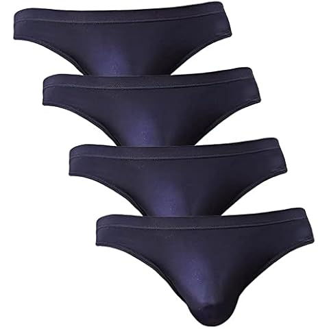 NEIKU Men's Bikini Underwear Ice Silk Briefs Sexy Triangle Undies Silk for Men 4 Pack Black XL Cover