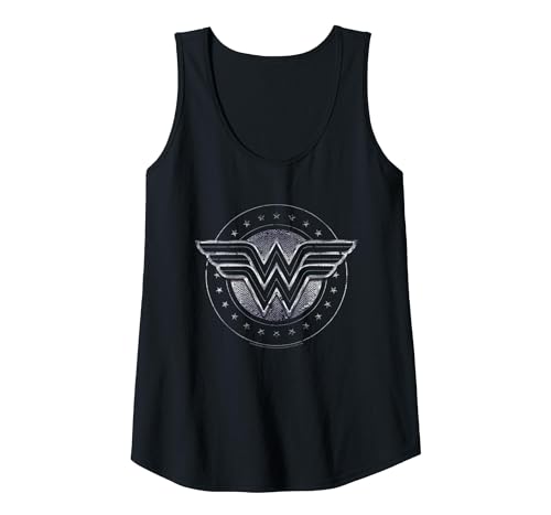 DC Comics Wonder Woman Star Shield Camiseta sin Mangas, Mujer, Negro, M