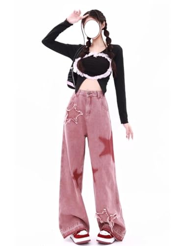 Y2k Star Pants Baggy Pants Y2k Baggy Jeans Patchwork Jeans Grunge Aesthetic Clothes2
