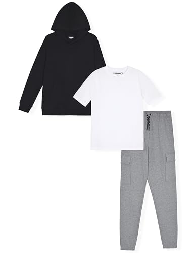 Image of TONY HAWK Boys Jogger Set 3-Piece Kids Clothing Outfit with Hoodie, Sweatpants & T-Shirt