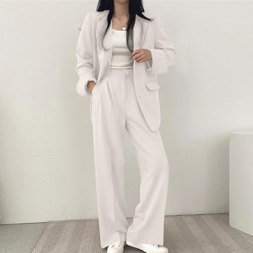 Women's Business Casual 2 Piece Outfits, Spring Fall Oversized Blazer Jacket and Wide Leg Pants Sets, Formal Outfits4