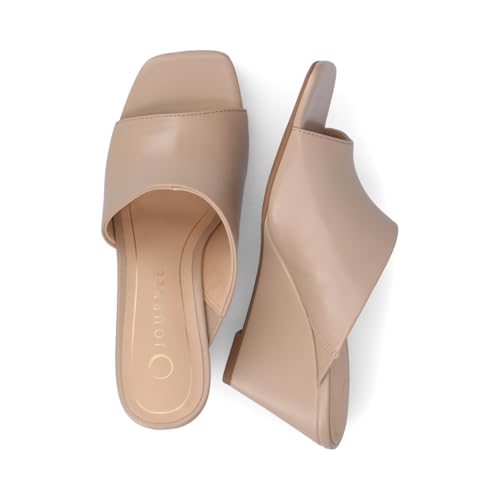 Journee Womens cushioned footbeds Clementine wedge heel sandal D'orsay open toe slip-on faux leather4