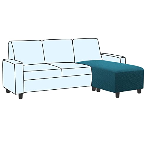 Image of H.VERSAILTEX Ottoman and Sofa Seat Cushion Combined Cover Slipcover Rectangle Sofa Slipcover Fit Length 56'-75' Suitable for L Shaped Seat Cushion Cover or Chaise Part Cover Stretch Thick - Deep Teal