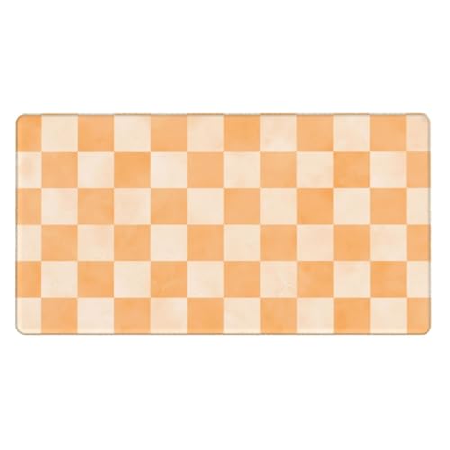 Grand tapis de souris de jeu orange à carreaux pour bureau