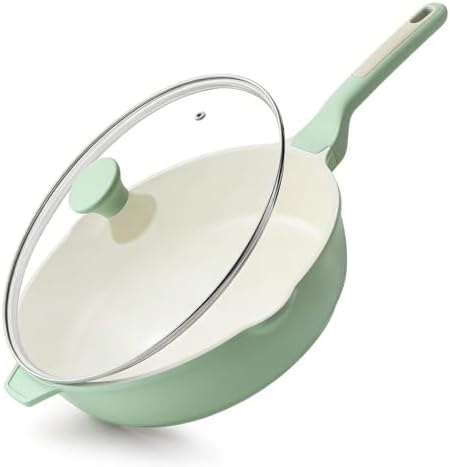 SENSARTE Nonstick Ceramic Skillet with Lid 12-inch/5QT, Non Toxic...