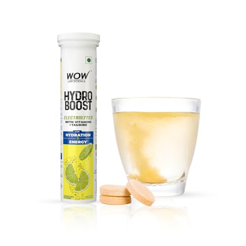WOW Life Science Hydroboost Electrolytes Low Sugar Energy Drink For Instant Hydration - 20 Effervescent Tablets (6 Litres) With 5 Essential Electrolyt