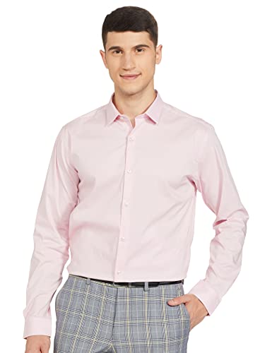 Image of Park Avenue Men's Cotton Blend Solid Pattern Slim Fit Regular Collar Full Sleeve Formal Shirt
