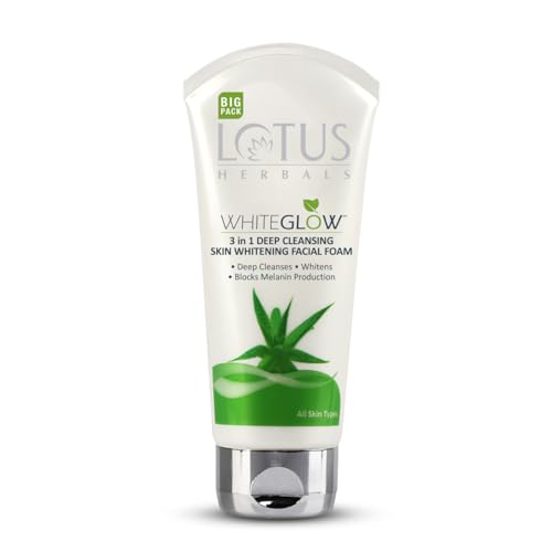 Lotus Herbals WhiteGlow 3 in 1 Deep Cleansing Facial Foam | Deep Cleansing Formula | Acne-Control | Non-Drying | Fades Dark Spots | with Alpha Arbutin & Saxifraga Extracts | Suits All Skin Types | Face Wash for Women & Men | 200g