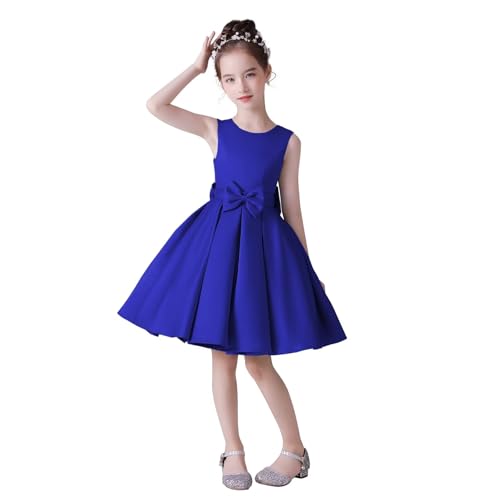 dideyttawl Sleeveless Satin A Line Short Flower Girls Dresses for 4-16 Wedding Guest Dress