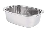 Characin Stainless Steel Dishpan Basin Dish Washing Bowl Bucket Basket Portable Tub Rack (Rounded Rectangle)