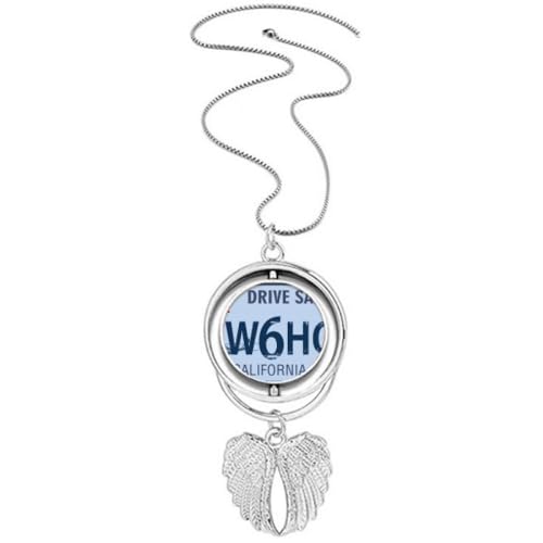 Pendentif plaque immatriculation USA et ailes d'ange gardien symbole de liberté