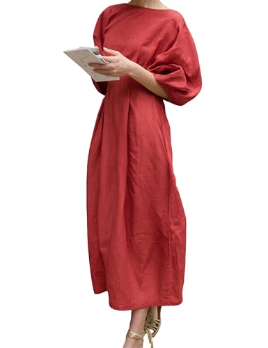 women's linen-blend scalloped midi dress by gap Linen-Blend Scalloped Midi Dress