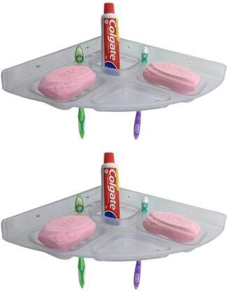 Unique Creation Pieces Transparent Heavy Plastic Unbreakable Corner Soap Dish Tooth Brush Paste Holder Home Kitchen Acrylic Bathroom Accessories. Set of 2 Acrylic Wall Shelf (Number of Shelves - 2,) (B098QCSGCL) Amazon Price History, Amazon Price Tracker