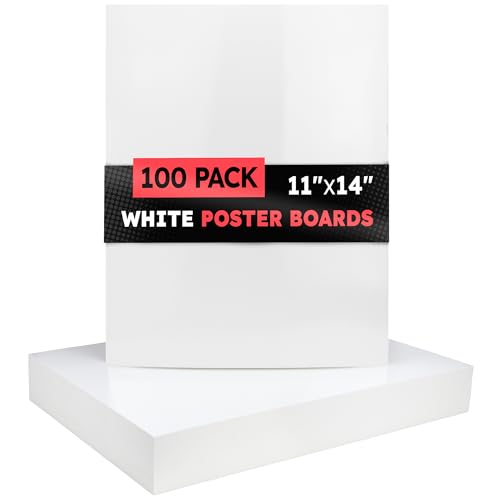 Image of Hygloss Medium Poster Board 11x14 - 100 Count Bulk Pack - 10 Pt. Thickness White Poster Board Paper for Projects, Presentations, Displays, Signs, Crafts - Blank Posterboard Multipack 11 inch x 14 inch