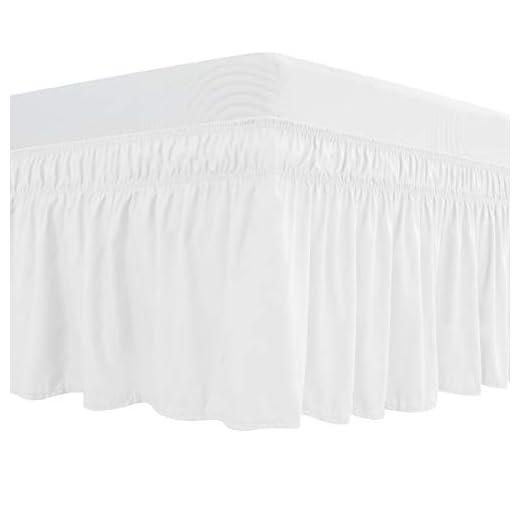 subrtex Bed Skirt Easy Fit with Adjustable Elastic Belt 15/16 Inch Drop Wrap Around Dust Ruffle Elastic Elegant Silky Smooth Soft Microfiber Replaceable Bed Frame Cover(White,Full)