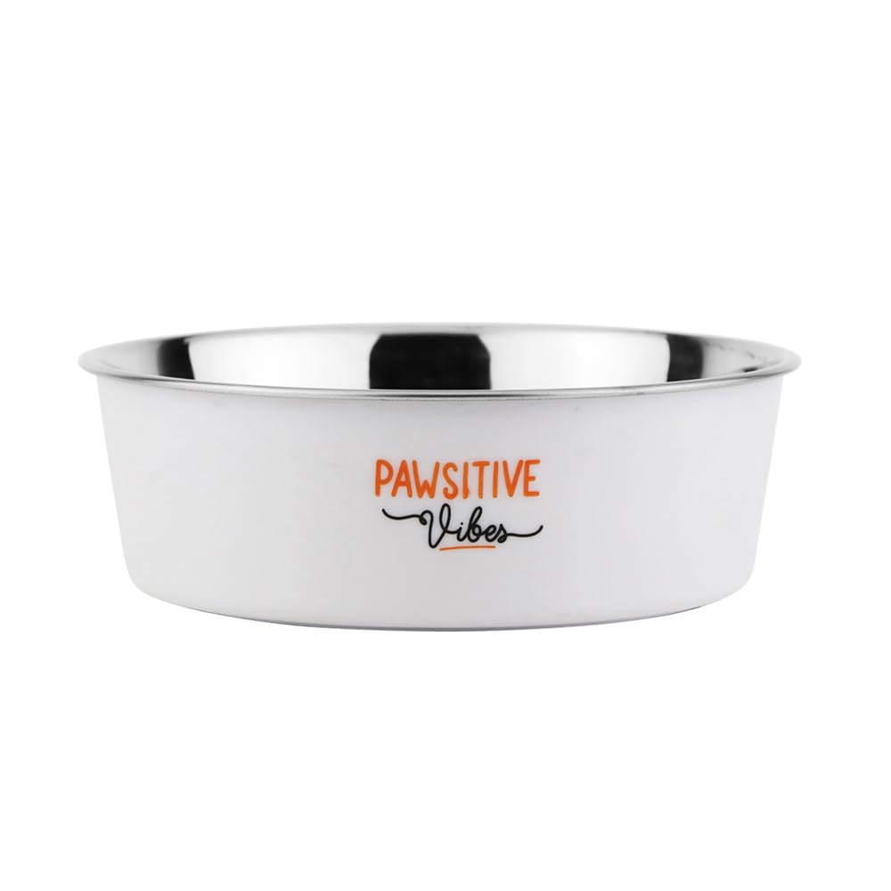 Nobby Fusion Stainless Steel Bowl Non-Slip Diameter 16 cm Approx. 940 ml White