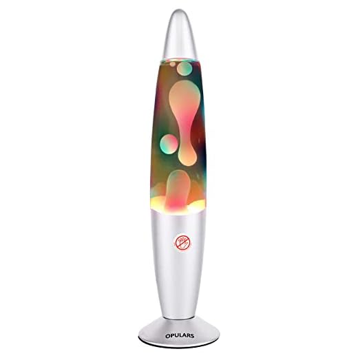 OPULARS Colorful Lava Lamp Rainbow Lava Lamps for Adults and Kids, 13.5-inch Silver Base Lamp with White Wax in Clear Liquid,Multicolor Mood Lighting Birthday Gift Halloween Christmas Decorations