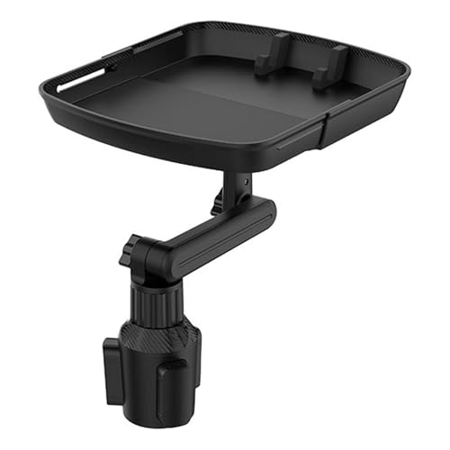 Sarini Table de plateau de porte-gobelet, plateau de porte-boissons de voiture, plateau de voiture antidérapant extensible réglable à rotation de 360o pour...