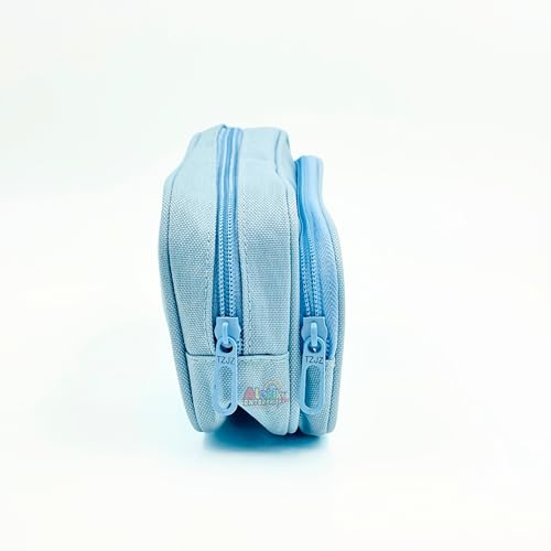 Image of Alokik Enterprise Cute Cartoon Pencil Pouch with Double Zipper & Transparent Window, Large Capacity Fabric Pen Case for School, Office, Students, Kids & Teens (Panda Have Fun with You Sky Blue Pouch)