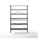 Maykoosh Retro Renaissance 2-Piece Baker's Rack with Hutch Steel with Faux Marble Top, 15' D x 48' W x 72' H, French Industrial Design, Open Shelving Storage, Modern Kitchen Rack for Baking