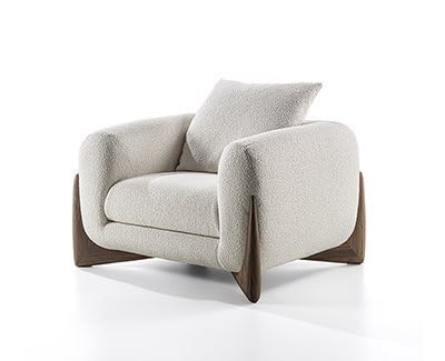 Image of Lakdi The Furniture Modern Cozy Sherpa Lounge Chair with Boucle Upholstery, Curved Wood Base & Oversized Club Seating for Living Room & Bedroom | 5 Years Warranty | Free Assembly - 15185252