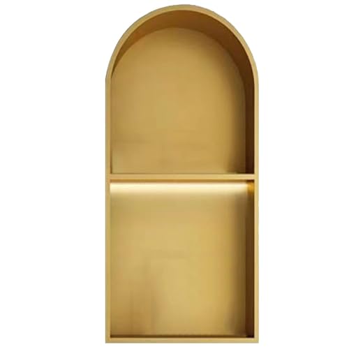 CVERTHAF Nicho de Ducha Empotrado de Acero Inoxidable, gabinetes de Almacenamiento en Forma de Arco, Soportes de Papel higiénico con Forma de Arco para Sala de Estar, Dormitorio, Cocina y baño (dorad