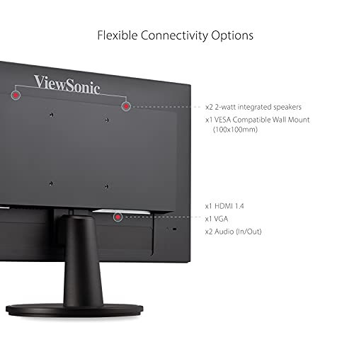 Image of ViewSonic VA2247-MH 22 Inch 1080p Monitor, 100Hz Refresh Rate with FreeSync for Smooth Workflows, Ultra-Thin Bezels, HDMI, and VGA Inputs