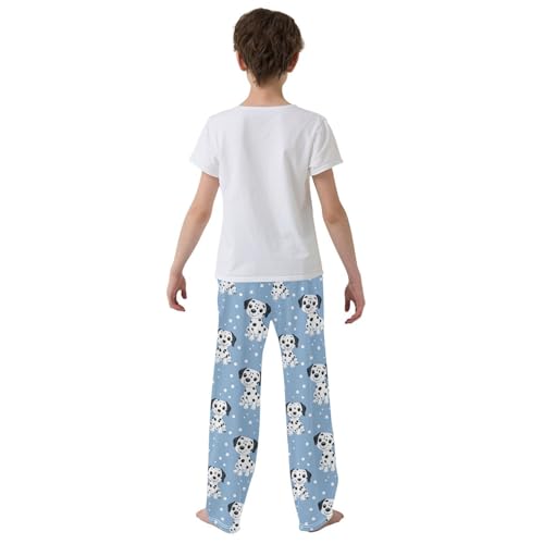 Boys' Pants Cute Dalmatian Dog Blue Dots Long Bottoms Jogger Pants Elastic Waist Trousers with Pockets S-XL3