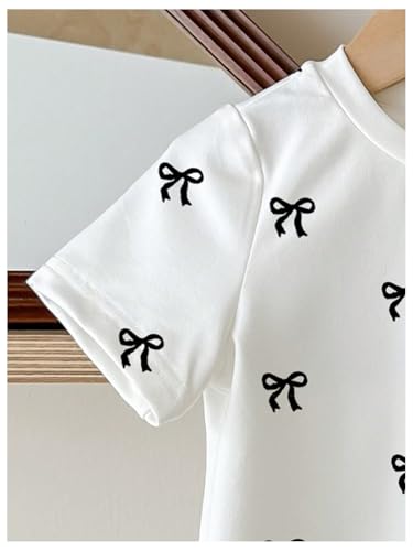 SOLY HUX Toddler Girl's Short Sleeve Bow Print Cute T Shirts Crew Neck Cute Graphic Summer Tee Tops4