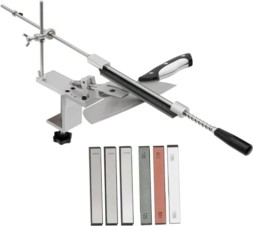 Manuelle Messerschleifer, Profi Rollschleifer Messerschärfer 360° Drehbarer Messerschärfer mit festem Winkel mit 6 Schleifsteinen für...