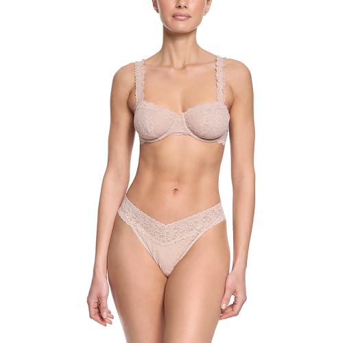 Image of hanky panky - Signature Lace Original Rise Thongs for Women (5 pack) | One Size fits 4-14 | Black, Black, Chai, Chai, White | No VPL, Soft Nylon Stretchy Lace, Sexy Underwear for women