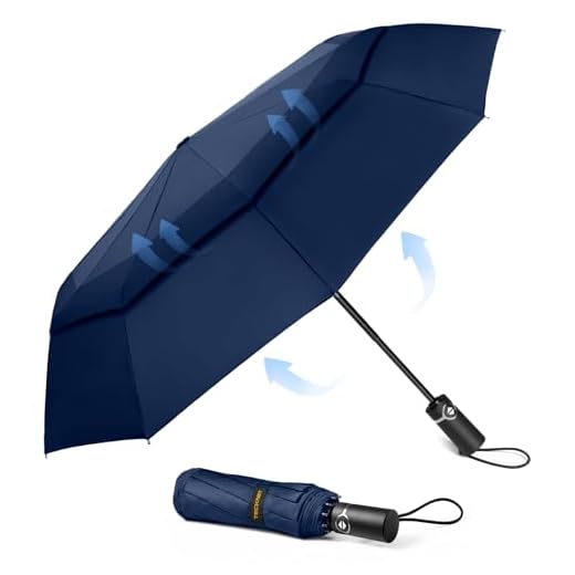 TECKNET Winddichte Paraplu - Sterke Compacte Reisparaplu, Grote Windbestendige Met 10 Ribben, Opvouwbare Lichtgewicht Golf Automatische Voor Regen, Zwart, 104 cm (Blue)