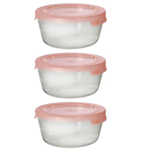 HARIO MST-2408-TSP Heat-resistant Glass Storage Containers, Round, 20.3 fl oz (600 ml), Set of 3, Microwave Safe, Dishwasher Safe, Transparent White, Made in Japan
