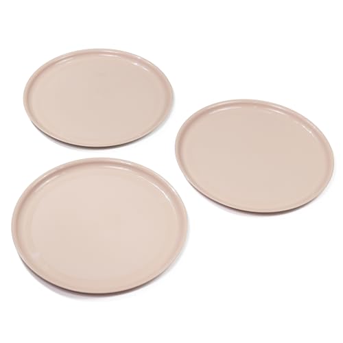Image of Lumiset Thali Plates, Set of 3 Round Serving Plates | Light Weight, 13 inch | 100% Food Grade Plastic | BPA - Free | Microwave Safe | Dishwasher Safe | Daily Use, Party, Events | Lunch, Dinner | Beige