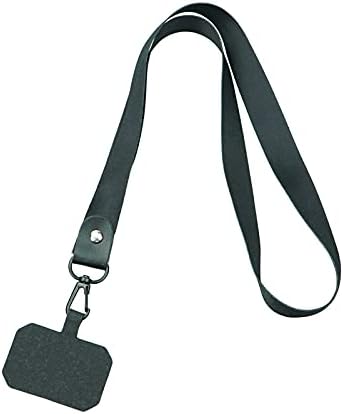 claiol Universial Phone Lanyard Neck Strap with Pads and Keychain for Smartphones, Keys, ID Card Holder or USB etc. (Black)