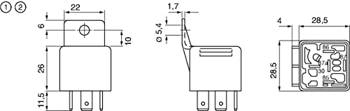 Bosch 0332019150 normal open Relay 12V 30A with holder, 5 terminals, IP5K4 operating temperature from -40° to 100°C