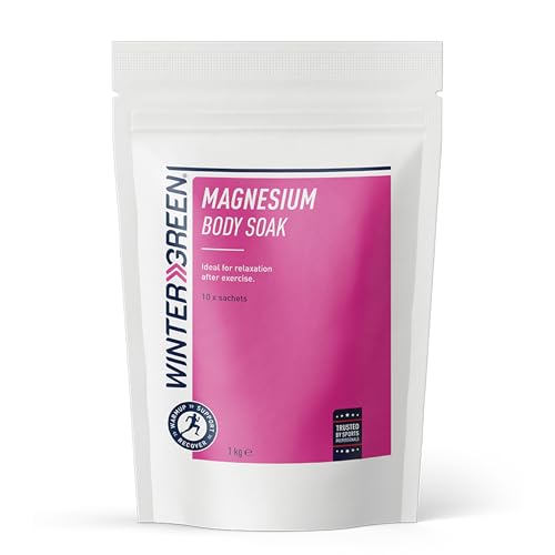 Baño de magnesio con aceite Wintergreen 10 sobres de 100 g, relajación muscular, alivio del dolor articular y mejorar el sueño, sales de baño con infusión de sal de Epsom y cloruro de magnesio para