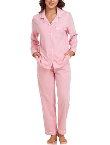 EA'S SECRET Womens Pajama Sets 100% Cotton Long Sleeve Shirt and Pants Soft Sleepwear Loungewear Button Down Pj Set4