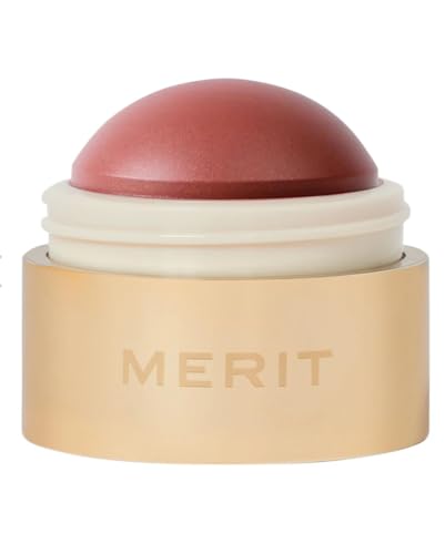 Merit Cheeky Cream Blush Lightweight Buildable Color Balm with Vitamin E for Cheeks and Lips Flush Balm Cream Blush (0.31oz) (Cheeky - Cool Pink)