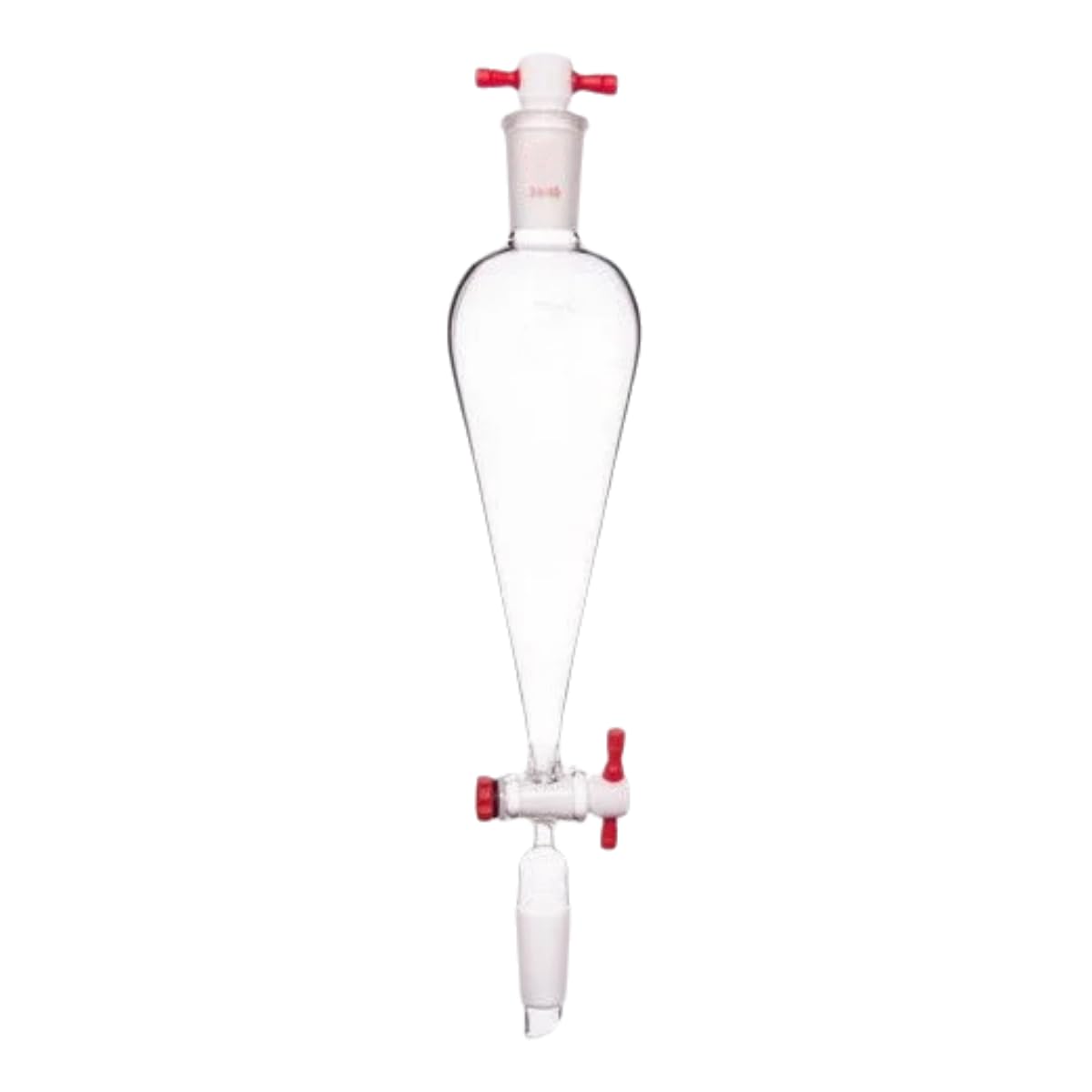 Embudo de decantación de vidrio de borosilicato con juntas 24/40, capacidad de 125 ml/250 ml, llave de paso y tapón de PTFE.(PTFE Stopcock 250ml)