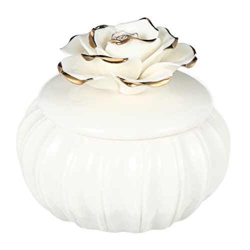 Alipis Boîte à Bijoux en Céramique Motif Rose Compacte Légère Solide Coffret de Rangement Élégant pour Bijoux Voyage