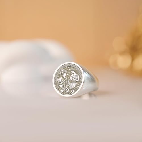 Bague Orphée et Eurydice en argent massif, une chevalière ronde plaquée or d'exception - 3