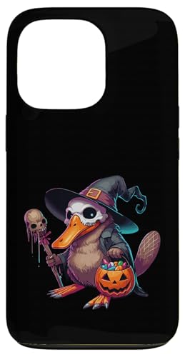 怖いハロウィーン カモノハシ ゴースト 不気味なキャンディバッグ スマホケース iPhone 13 Pro 用